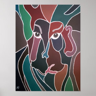 Poster Peinture de portrait abstrait par Alfred Fox