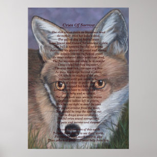 Poster peinture de renard avec poème original sur la faun