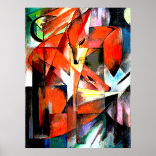 Poster Peinture de renards de Franz Marc en coloration nu