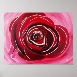 Poster Peinture de rose papillon par Alfred Fox
