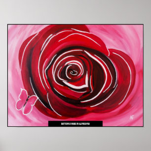 Poster Peinture de rose papillon par Alfred Fox
