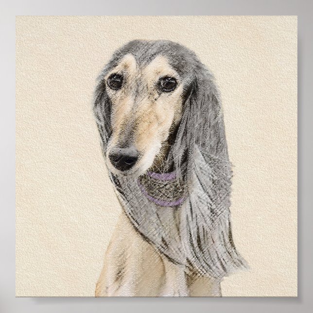 Poster Peinture de Saluki (Faune) - Cute Original Chien A (Devant)
