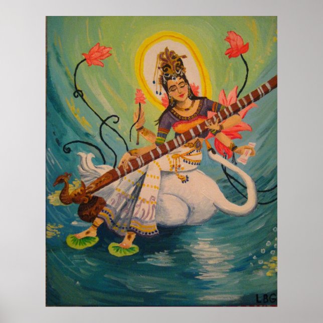 Poster Peinture de Saraswati (Devant)
