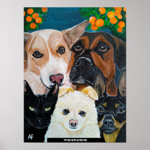 Poster Peinture de selfie d'animal de compagnie par Alfre