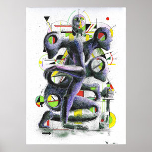 Poster Peinture de statues géométriques