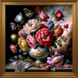 Poster Peinture de style vintage de Bouquet de Vase de Fl