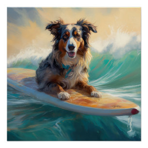 Poster Peinture de surf sur la plage de Berger Australien