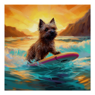 Poster Peinture de Surf sur Plage de Terrier Cairn