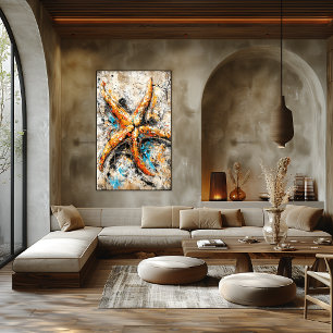 Poster Peinture de toile étoile de mer expressionniste ab