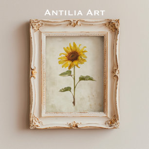 Poster Peinture de tournesol rustique Pays Ferme Fleur