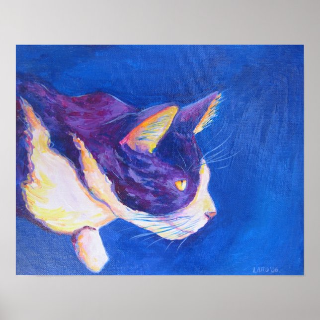 Poster Peinture de Tuxedo Chat pour animaux de com (Devant)