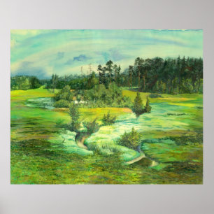 Poster peinture de vallée verte Aquarelle