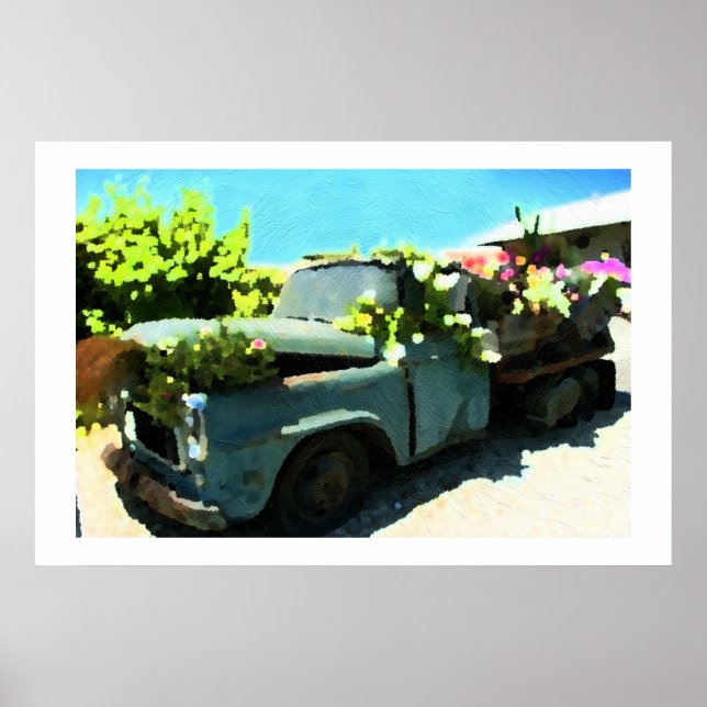 Poster Peinture de vieux temps ramassage Camion Planteur  (Devant)