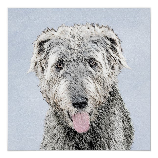 Poster Peinture de Wolfhound irlandais - Joli art origina (Devant)
