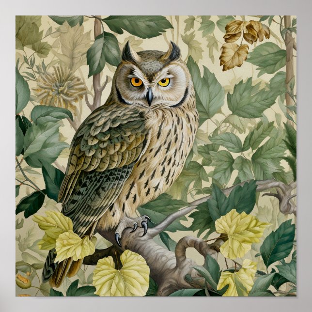 Poster Peinture décorative de hibou (Devant)