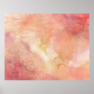 Poster Peinture d'encre Abstraite rose Peach