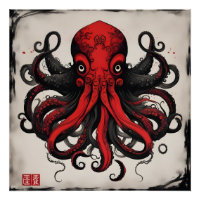 Peinture d'encre asiatique de Cthulhu