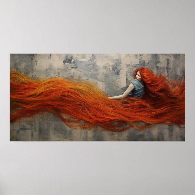 Poster Peinture des cheveux dans les vagues (Devant)