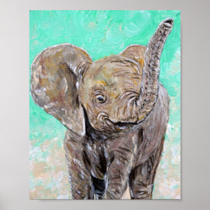 Poster Peinture des éléphants de bébé