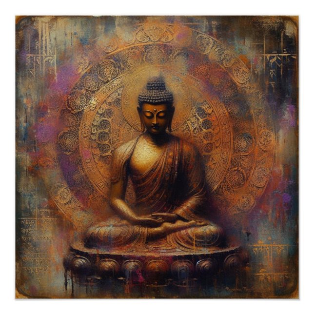 POSTER PEINTURE D'HUILE DE BUDDHA #24 (Devant)