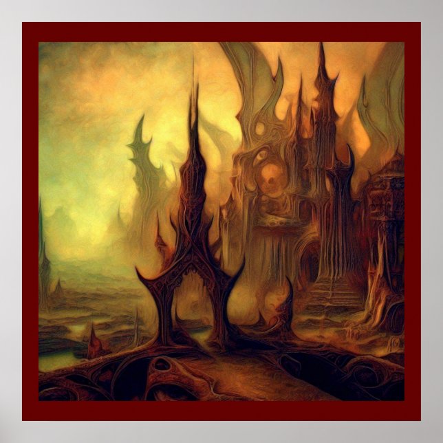 Poster Peinture d'Imaginaire 10 - Temple du mal (Devant)