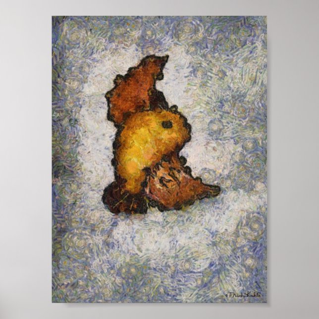 Poster Peinture d'oiseaux à la Frida Kahlo Monet (Devant)
