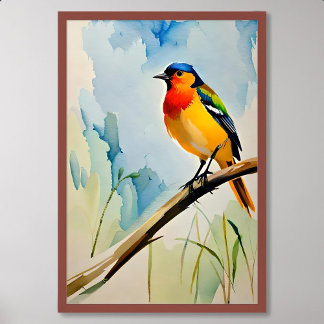 Poster Peinture d'oiseaux d'Élégants Songeurs colorés sur