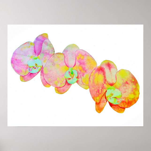 Poster Peinture d'orchidée couleur aquarelle (Devant)
