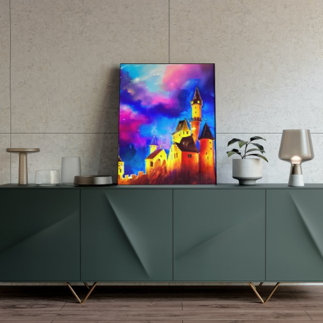 Poster Peinture du Château de Rêve dans l'affiche de nuit (Créateur téléchargé)