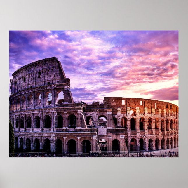 Poster Peinture du Colisée à Rome au coucher du soleil (Devant)