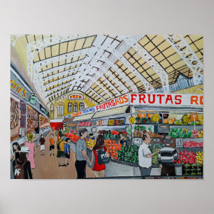 Poster Peinture du Marché Central de Valence par Alfred F