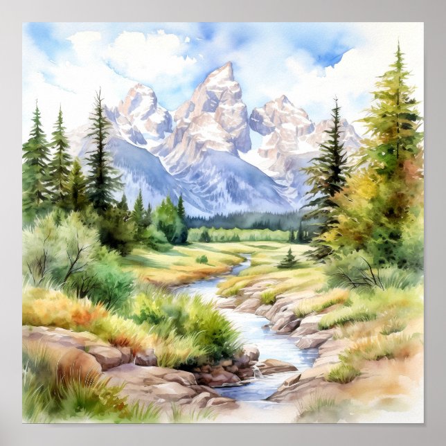Poster Peinture du parc national du Grand Teton (Devant)