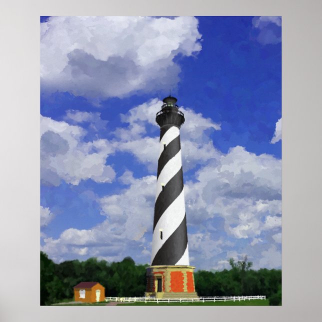 Poster Peinture du phare de Cape Hatteras (Devant)