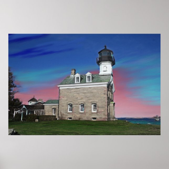 Poster Peinture du phare Morgan Point Imprimer (Devant)
