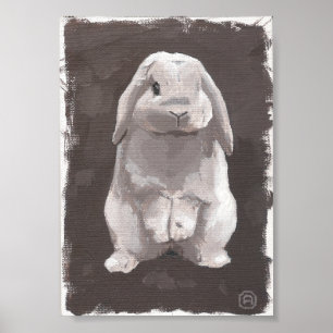 Poster Peinture D'Un Joli Lapin Assis