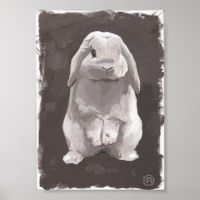 Poster Peinture D'Un Joli Lapin Assis (Devant)