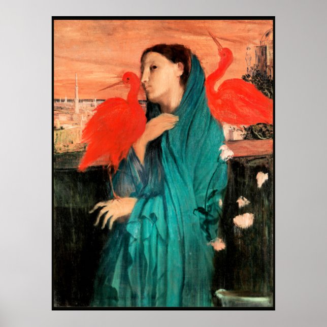 Poster Peinture Edgar Degas, Jeune femme avec Ibis (Devant)