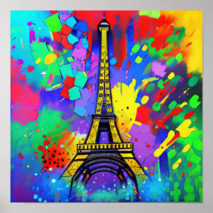 Poster Peinture Eiffel colorée