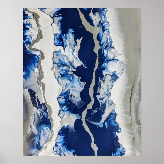 Poster Peinture en acrylique gris bleu Art Arrière - plan (Devant)