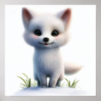 Peinture en Aquarelle 3D de renard arctique