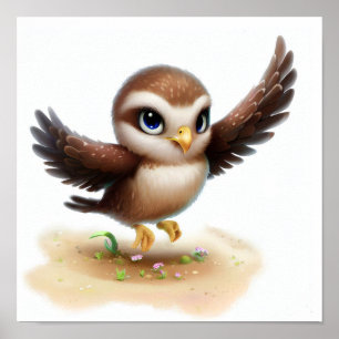 Poster Peinture en Aquarelle 3D d'un jeune Hawk