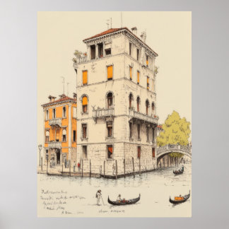 Poster Peinture en aquarelle de l'architecture de Venise