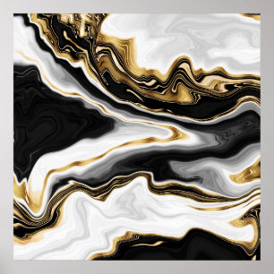 Poster Peinture en marbre doré moderne esthétique
