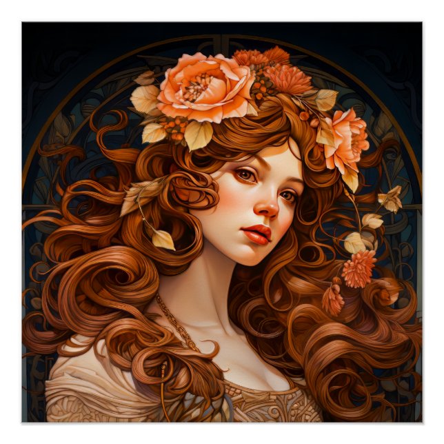 Poster Peinture féminine Art Nouveau (Devant)