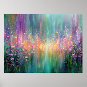 Poster Peinture florale abstraite aux couleurs vives