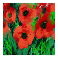 Peinture florale de coquelicots rouges abstraits