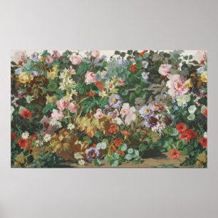Poster Peinture florale de fleurs colorées vintage jolies