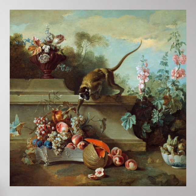 Poster Peinture florale de singe extérieur (Devant)