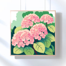 Peinture florale d'hortensia rose