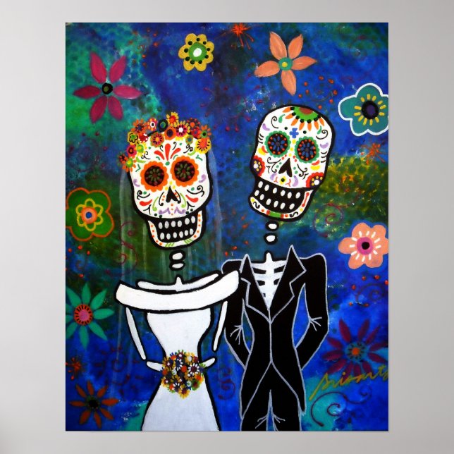 Poster Peinture folklorique Mariage mexicaine (Devant)